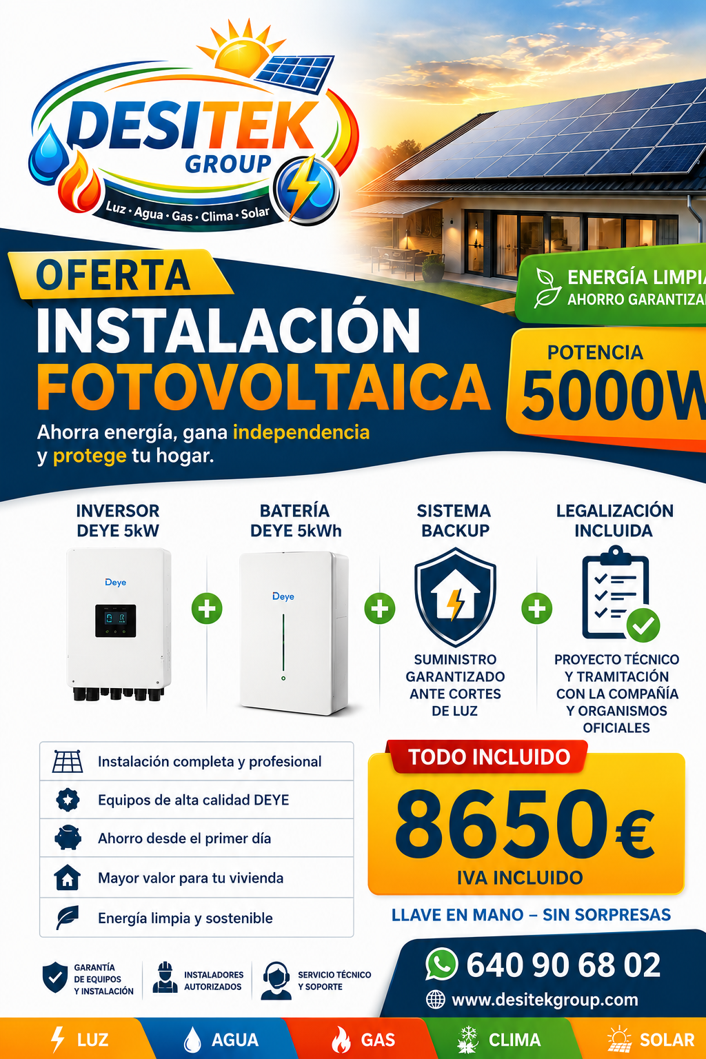 Oferta instalación fotovoltaica 5000W